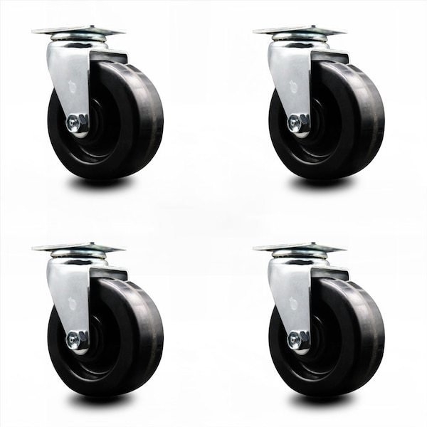 5 Inch Phenolic Wheel Swivel Caster Set with Ball Bearings SCC